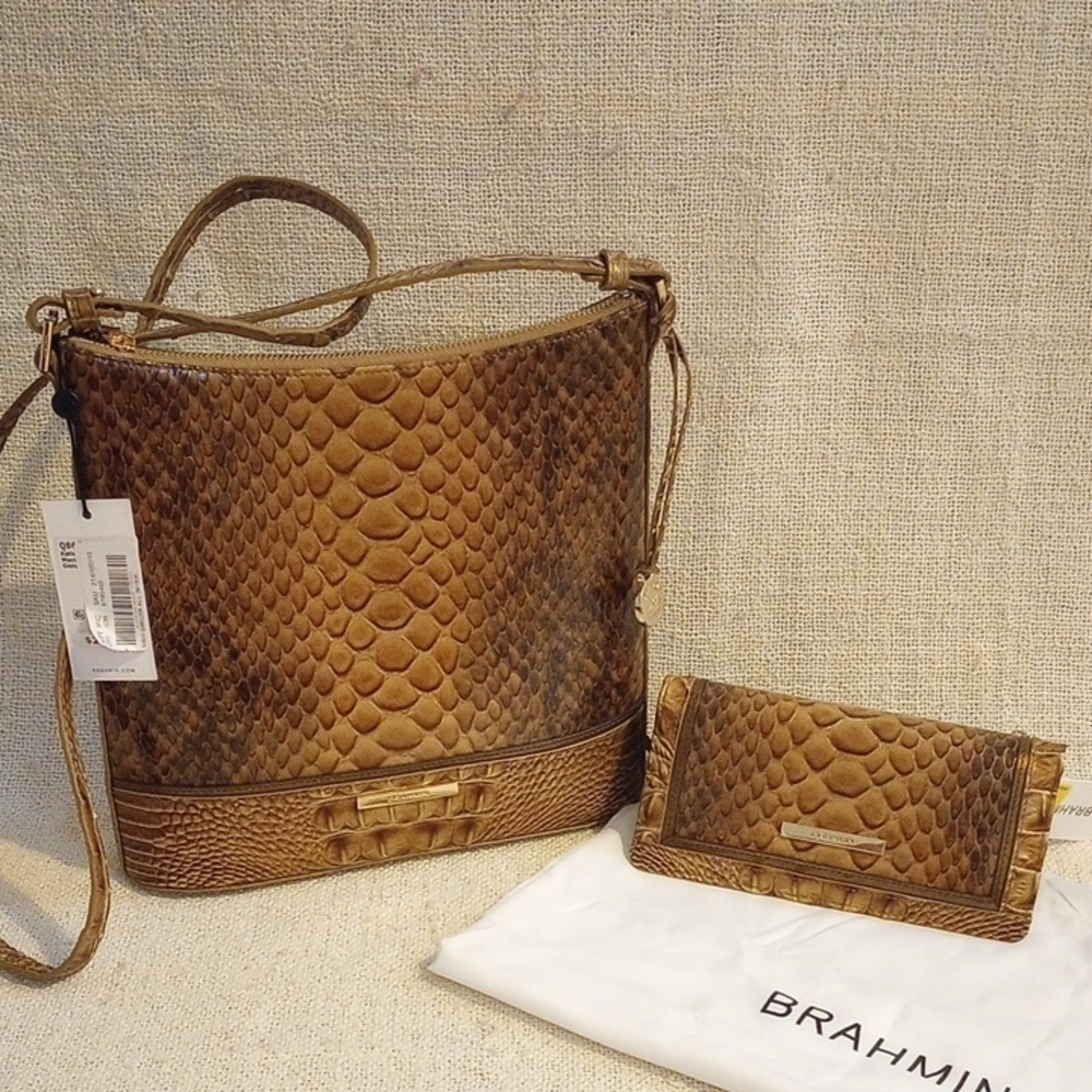 - Brahmin Brown Snake Pattern Women's Bag Set